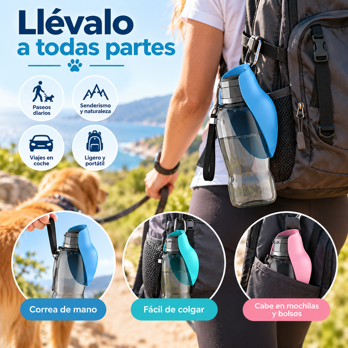 Botella Portátil para Perros 800 ml