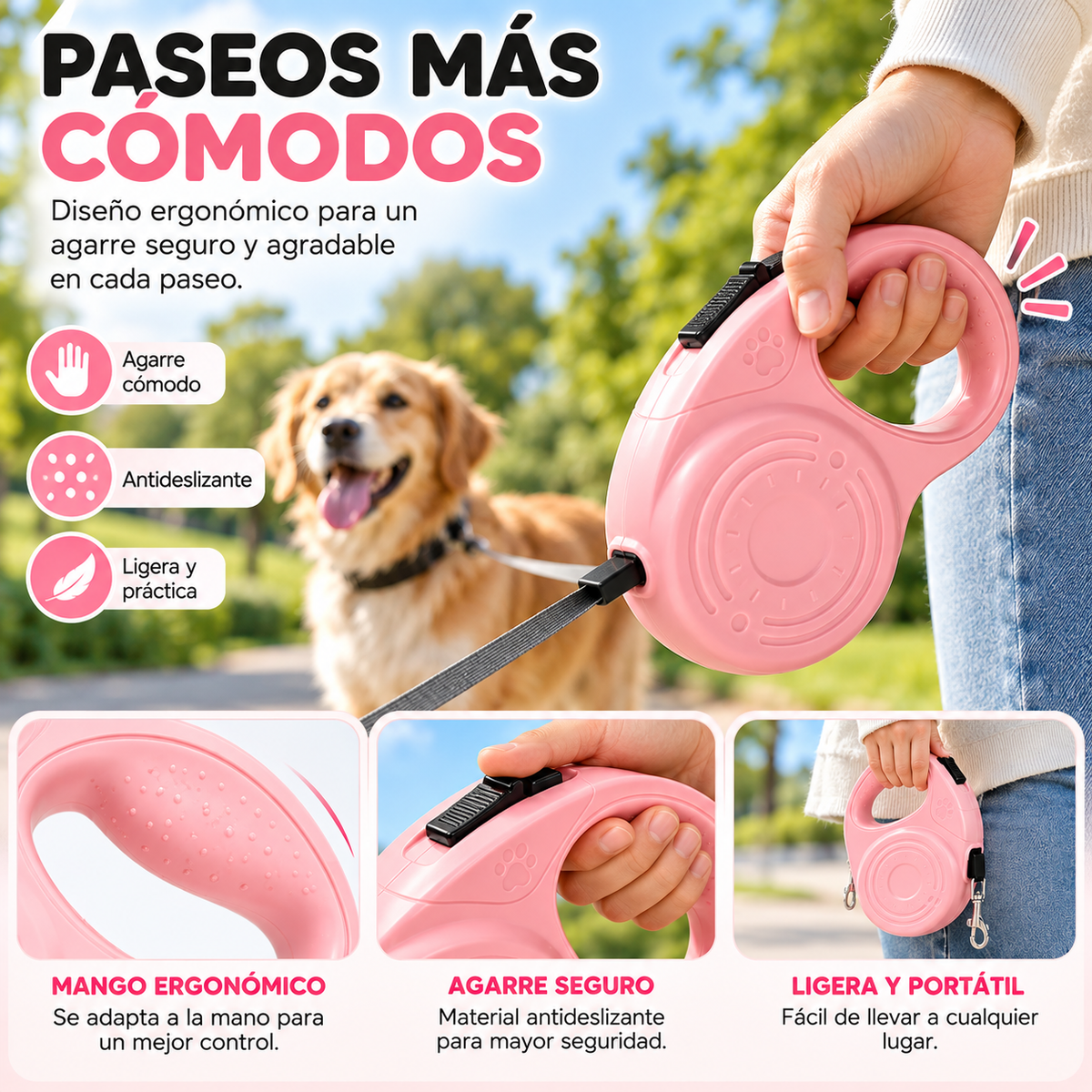 Correa Retráctil Automática para Perros