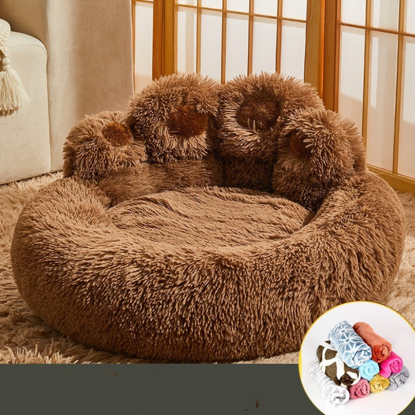 Cama Redonda de Felpa para Mascotas