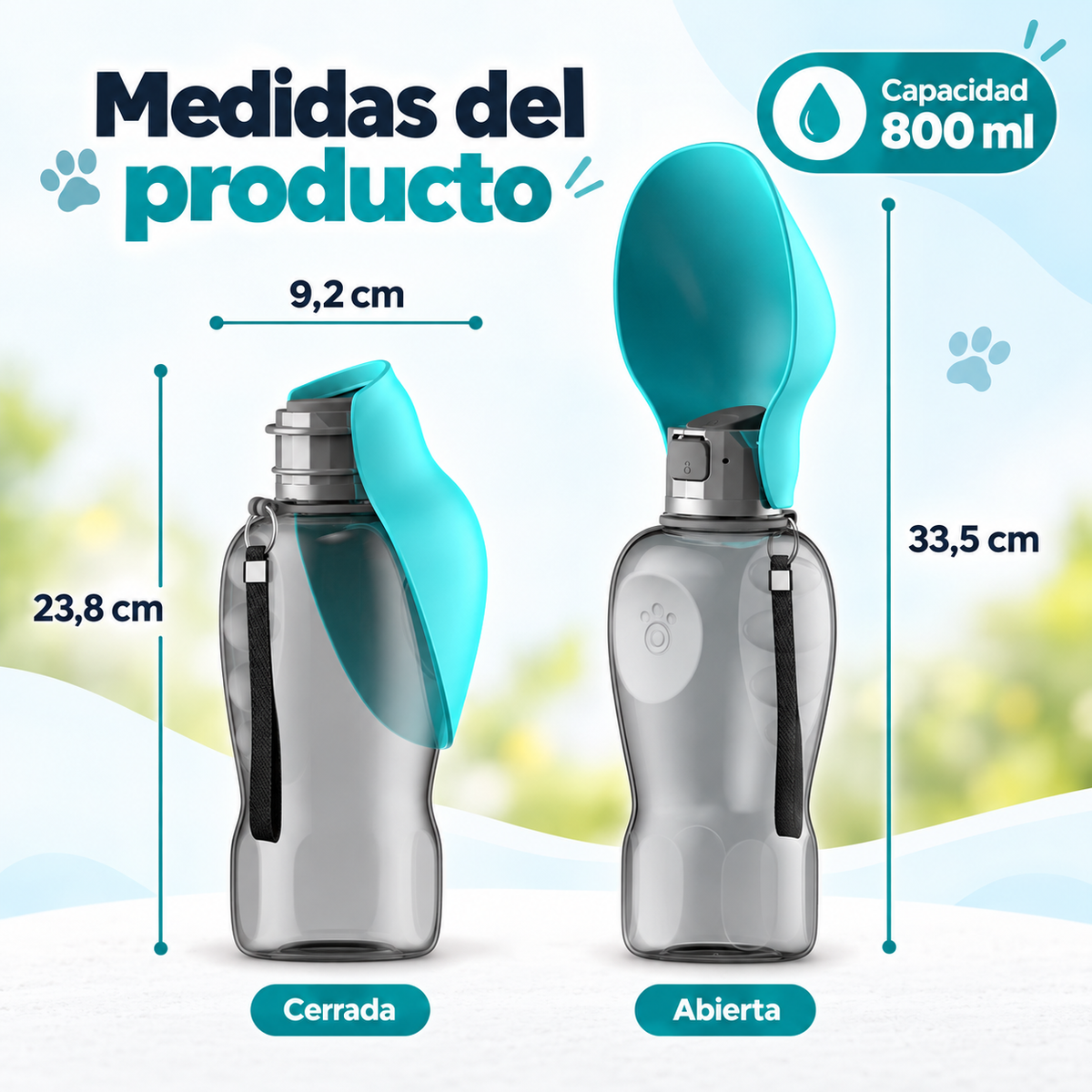 Botella Portátil para Perros 800 ml