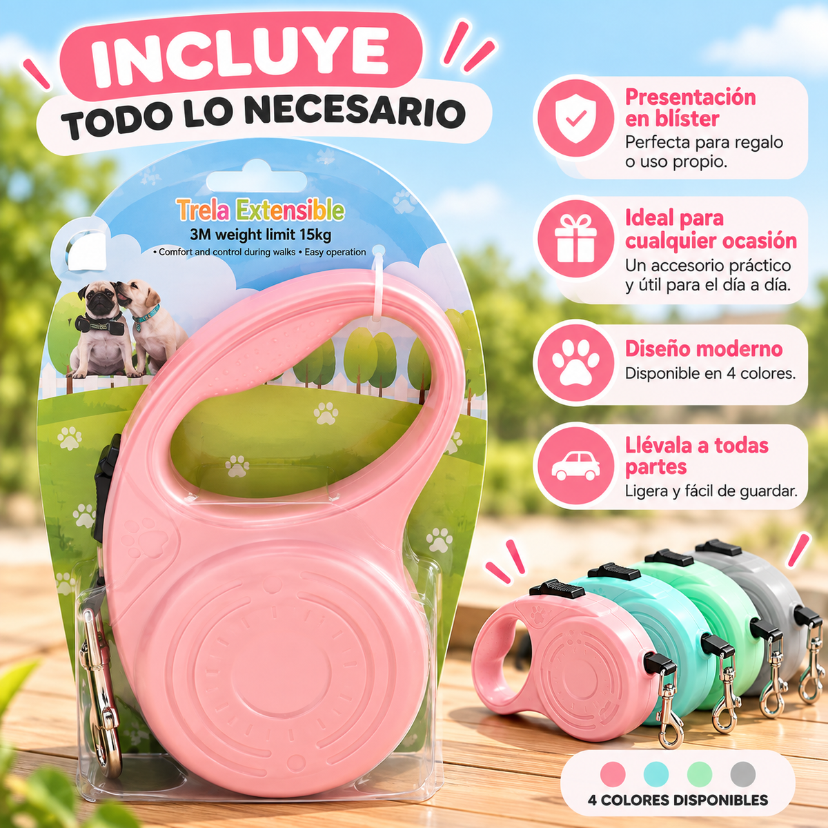 Correa Retráctil Automática para Perros