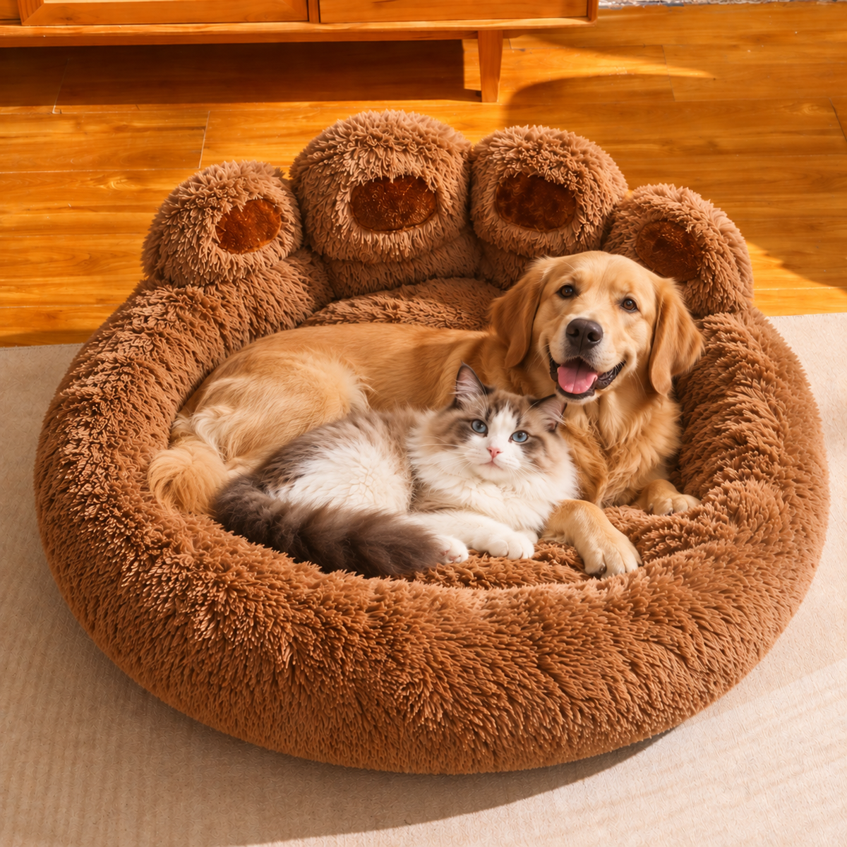 Cama Redonda de Felpa para Mascotas