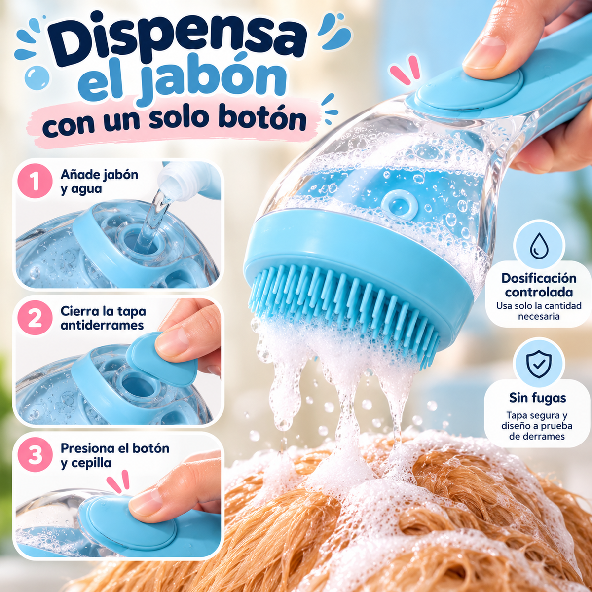 Cepillo de Baño de Silicona para Perros y Gatos