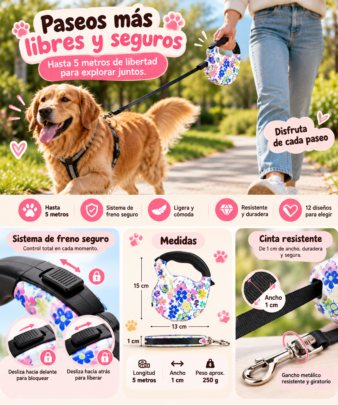 Correa Retráctil para Perros – 5 m
